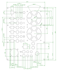 Front panel design with cutouts and dimensions